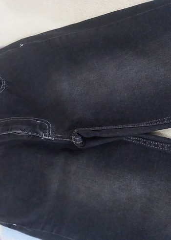Düğmeli Siyah Kadın Jean - Görsel 7