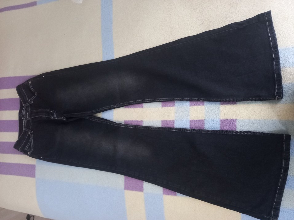 Düğmeli Siyah Kadın Jean - Görsel 4