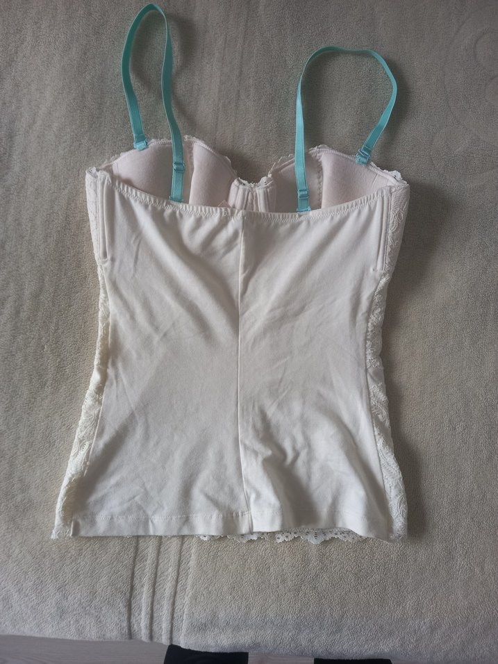 Dantel Detaylı Beyaz yeşil askılı Büstiyer - Görsel 3