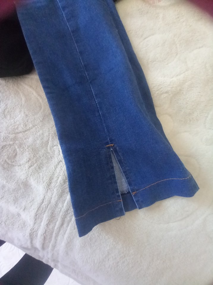 Düğmeli Lacivert Midi Kadın Kot Pantolon - Görsel 4