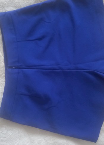 Düğmeli Mavi Mini şort etek - Görsel 6