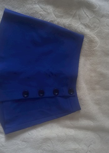 Düğmeli Mavi Mini şort etek - Görsel 2