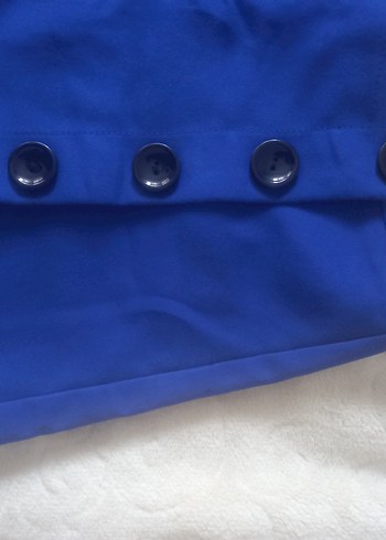 Düğmeli Mavi Mini şort etek - Görsel 4