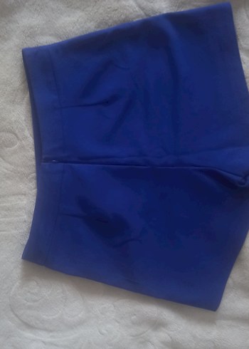 Düğmeli Mavi Mini şort etek - Görsel 5