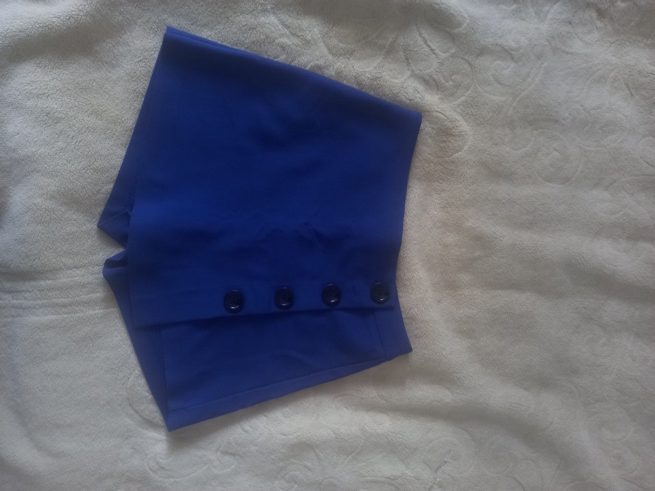 Düğmeli Mavi Mini şort etek - Görsel 2