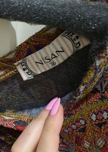 Bohem V Yaka Desenli Kısa Kollu Bluz - Görsel 4