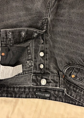 Zara Gri Düğmeli Regular Fit Kadın Denim Pantolon - Görsel 2