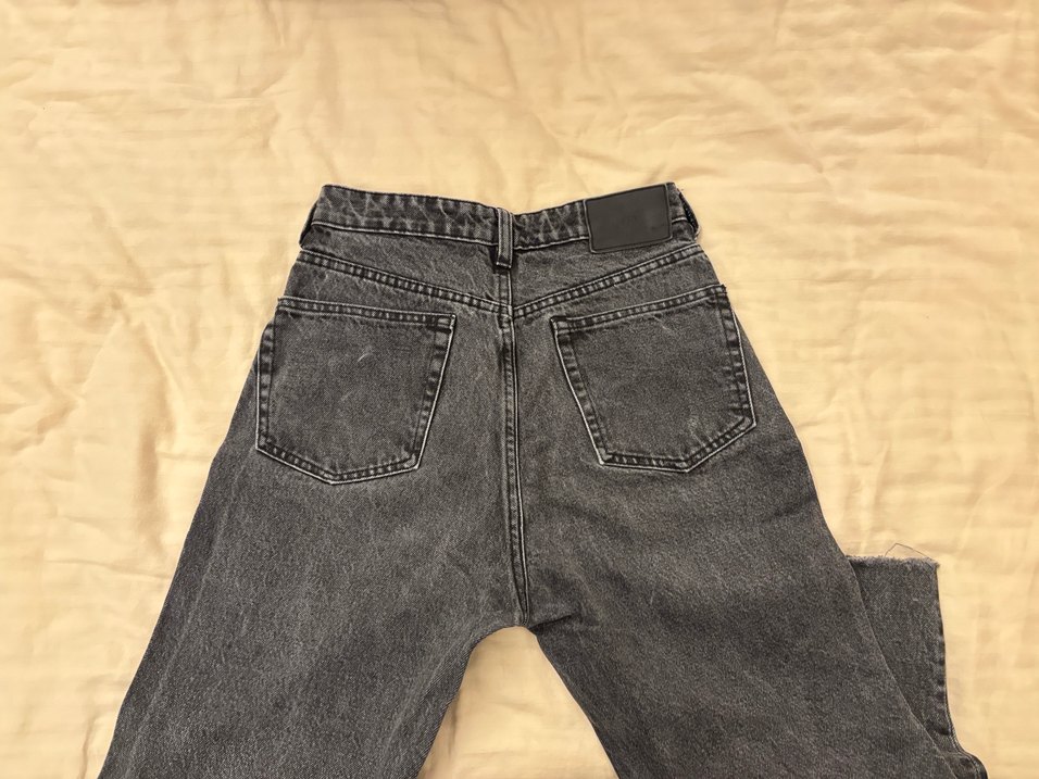 Zara Gri Düğmeli Regular Fit Kadın Denim Pantolon - Görsel 5