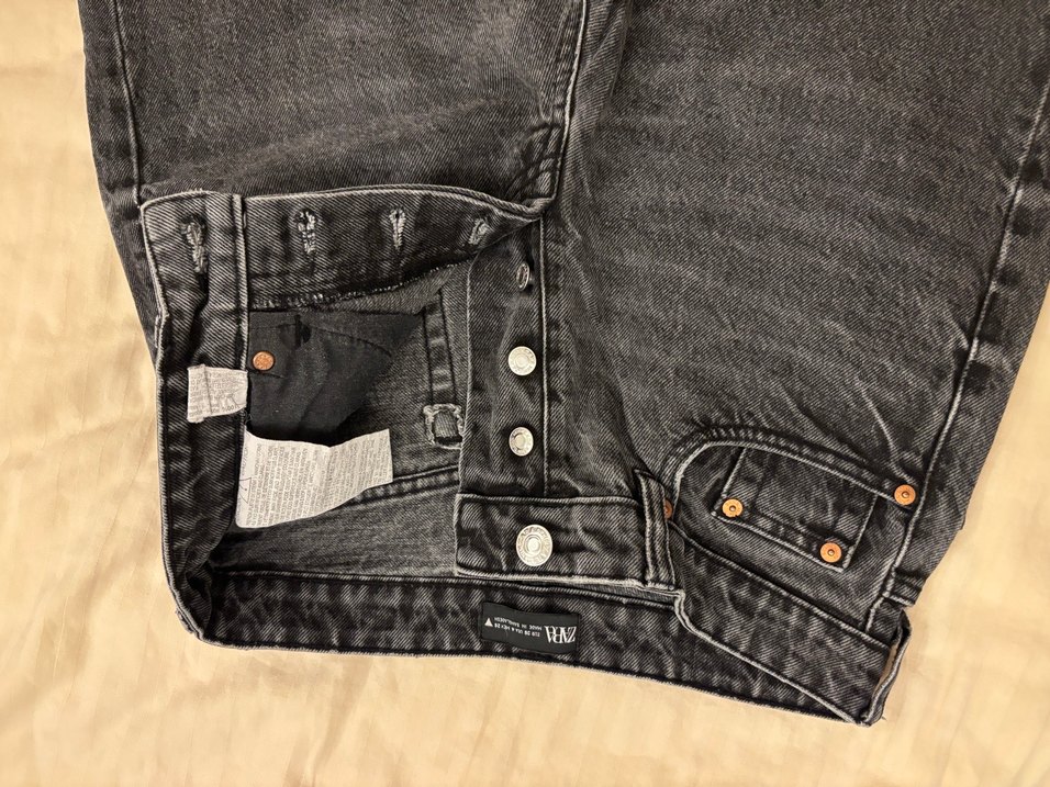 Zara Gri Düğmeli Regular Fit Kadın Denim Pantolon - Görsel 2