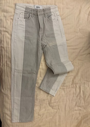 Ipekyol Colorblock Düğmeli Bej Gri Tie-Dye Kadın Denim Pantolon - Görsel 2