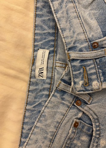 Zara Düğmeli Mavi Kadın Midi Kot Pantolon - Görsel 3