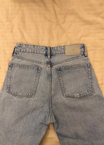 Zara Düğmeli Mavi Kadın Midi Kot Pantolon - Görsel 5