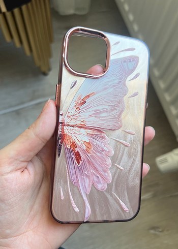 Pembe Parlak Kelebek Desenli Telefon Kılıfı - Görsel 2