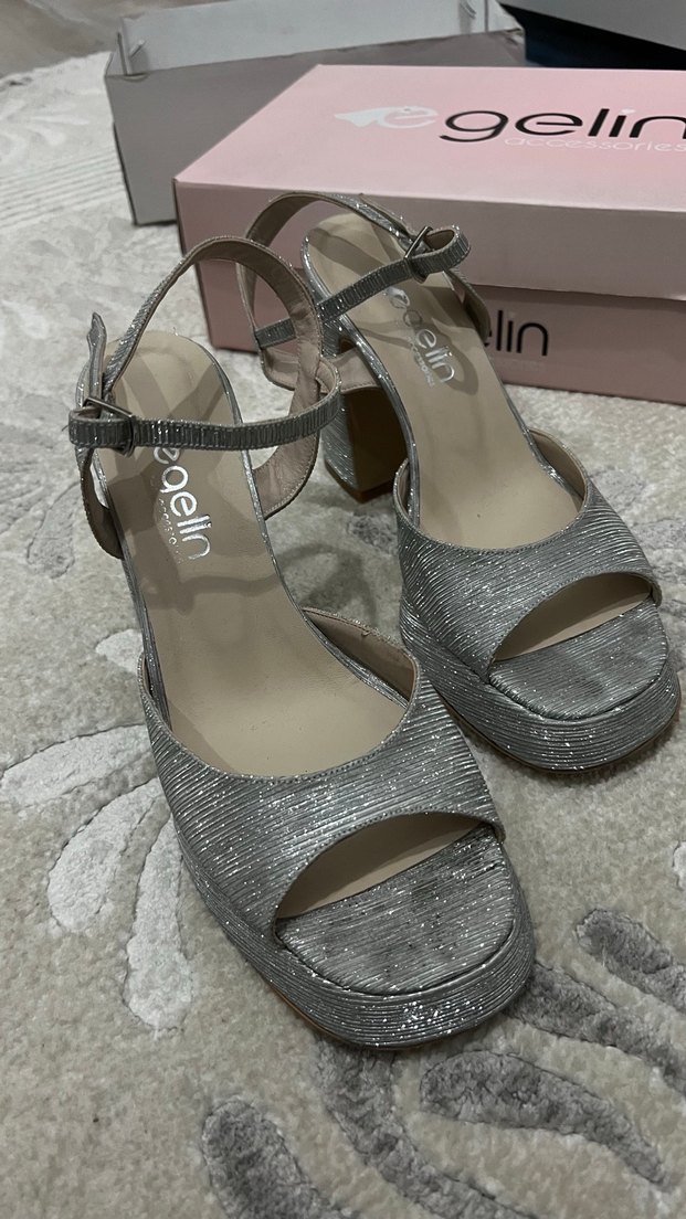 Gri Platform Topuklu Kadın Abiye Ayakkabı - Görsel 3