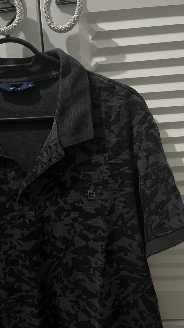 Erkek Siyah Kamuflaj Polo Tişört - Görsel 3