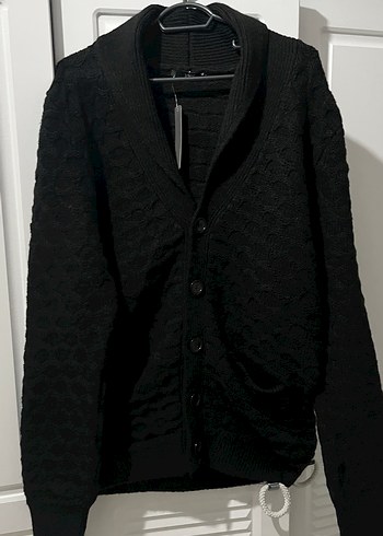 Düğmeli Siyah Erkek Triko Hırka - Görsel 2