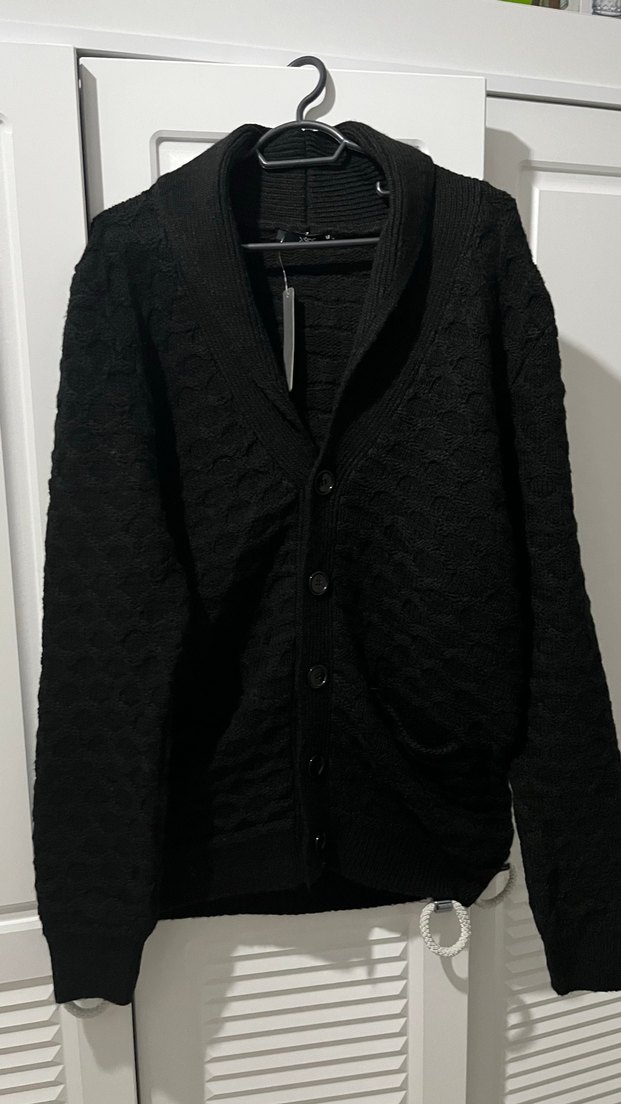 Düğmeli Siyah Erkek Triko Hırka - Görsel 2