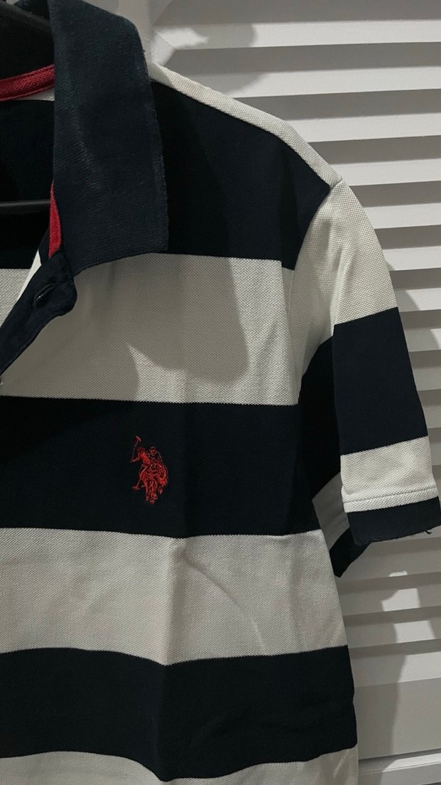 Erkek Siyah-Beyaz Çizgili Polo Tişört - Görsel 2