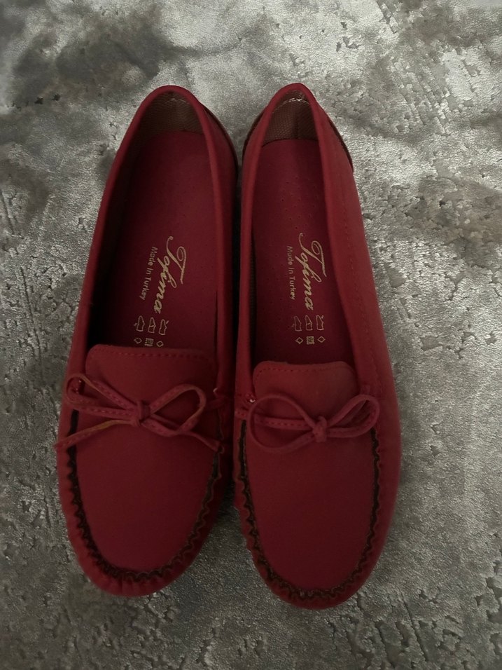 Kırmızı Süet Kadın Dolgu Topuklu Babet - Görsel 2