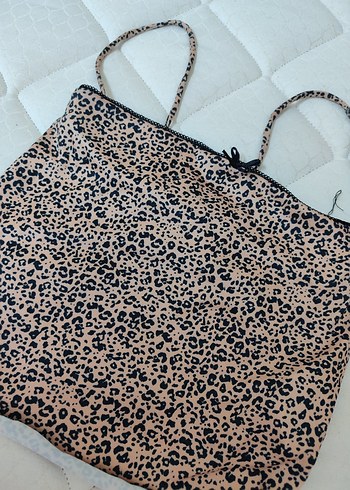 Kahverengi Leopar Desenli İnce Askılı Büstiyer Crop - Görsel 2