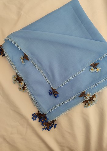 Püsküllü Mavi Bohem Kadın iğne oyası yazma - Görsel 2