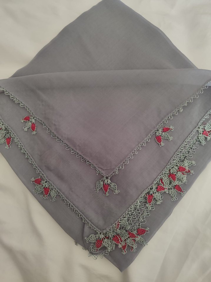 Gri Bohem Etnik İşlemeli iğne oyası yazma - Görsel 2