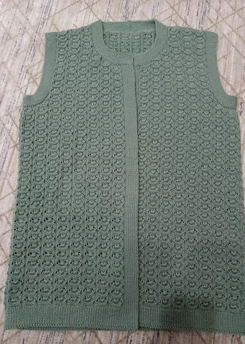 Yeşil Örgü Kadın Yelek - Görsel 3