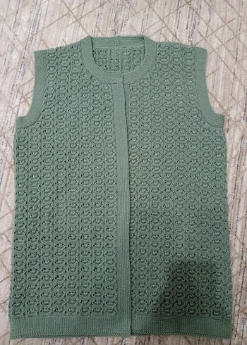 Yeşil Örgü Kadın Yelek - Görsel 2