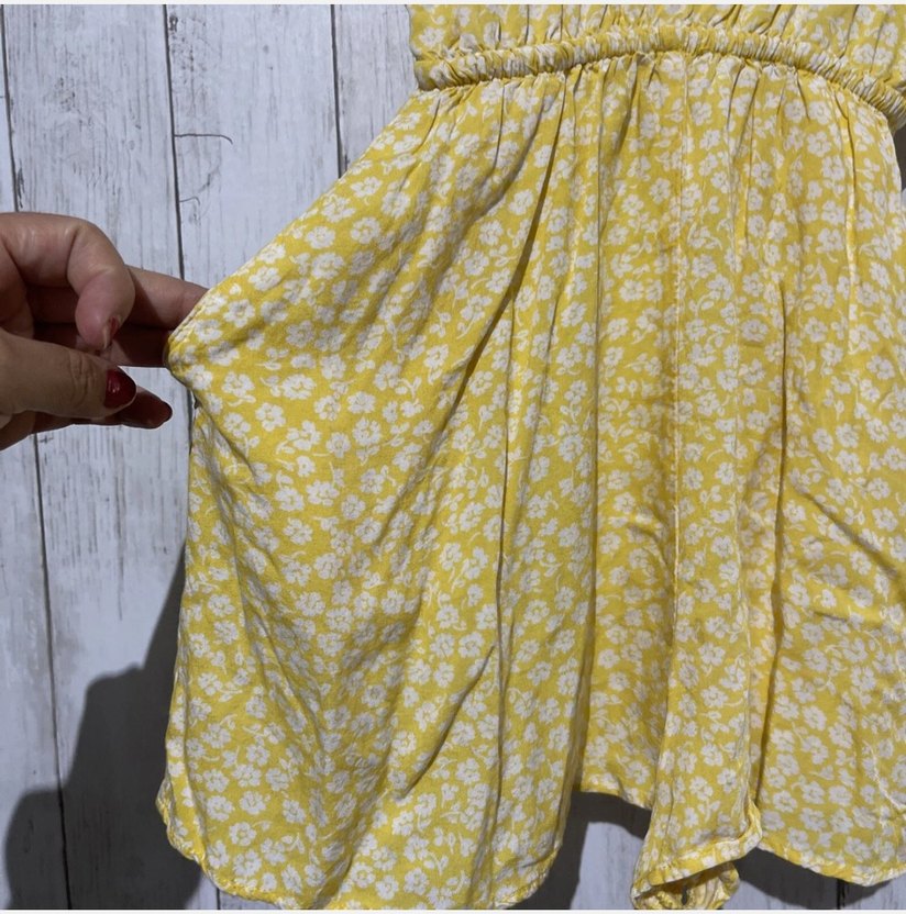 Sarı Çiçek Desenli İnce Askılı Kadın Tulum - Görsel 3