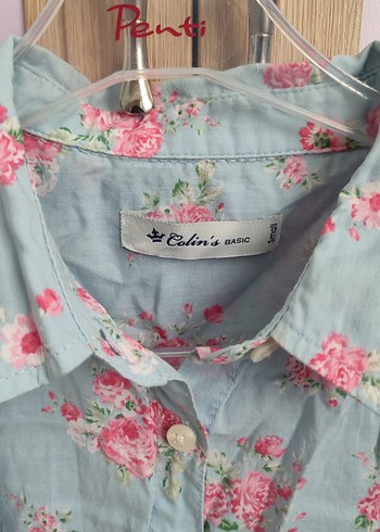 Colins Çiçek Desenli Turkuaz Uzun Kollu Kadın Gömlek S Beden - Görsel 2