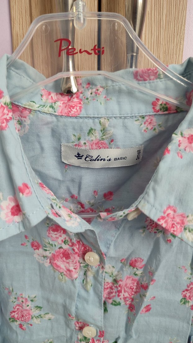 Colins Çiçek Desenli Turkuaz Uzun Kollu Kadın Gömlek S Beden - Görsel 2