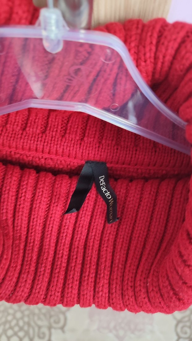 Defacto Kırmızı Örgü Boğazlı Kadın Kazak L Beden - Görsel 2