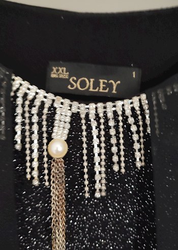 Siyah Simli Büyük Beden Tesettür Abiye XXL Beden - Görsel 2