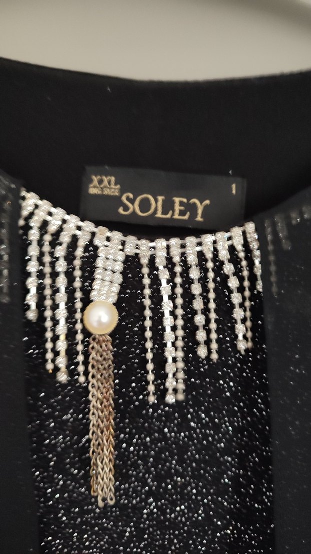 Siyah Simli Büyük Beden Tesettür Abiye XXL Beden - Görsel 2