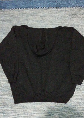 Siyah Kapüşonlu erkek Denim Sweatshirt - Görsel 3