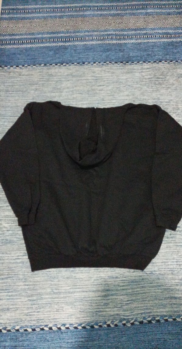 Siyah Kapüşonlu erkek Denim Sweatshirt - Görsel 3