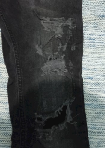 erkek siyah gri detaylı yırtmaçlı pantolon - Görsel 3