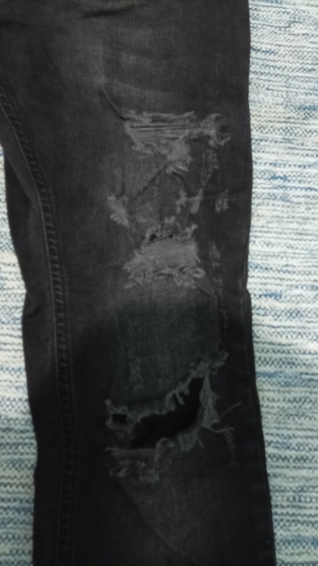 erkek siyah gri detaylı yırtmaçlı pantolon - Görsel 3