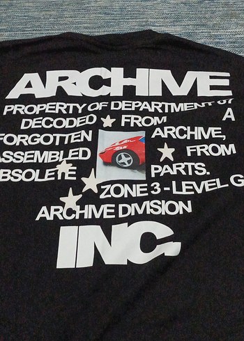 Siyah ARCHIVE Baskılı Erkek Tişört - Görsel 4