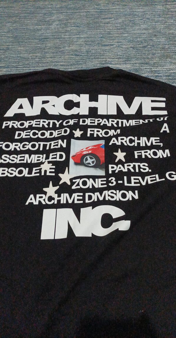 Siyah ARCHIVE Baskılı Erkek Tişört - Görsel 4