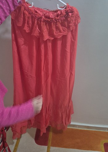 Kırmızı Uzun büyük beden strablez elbize - Görsel 2