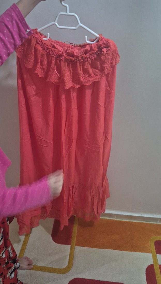 Kırmızı Uzun büyük beden strablez elbize - Görsel 2