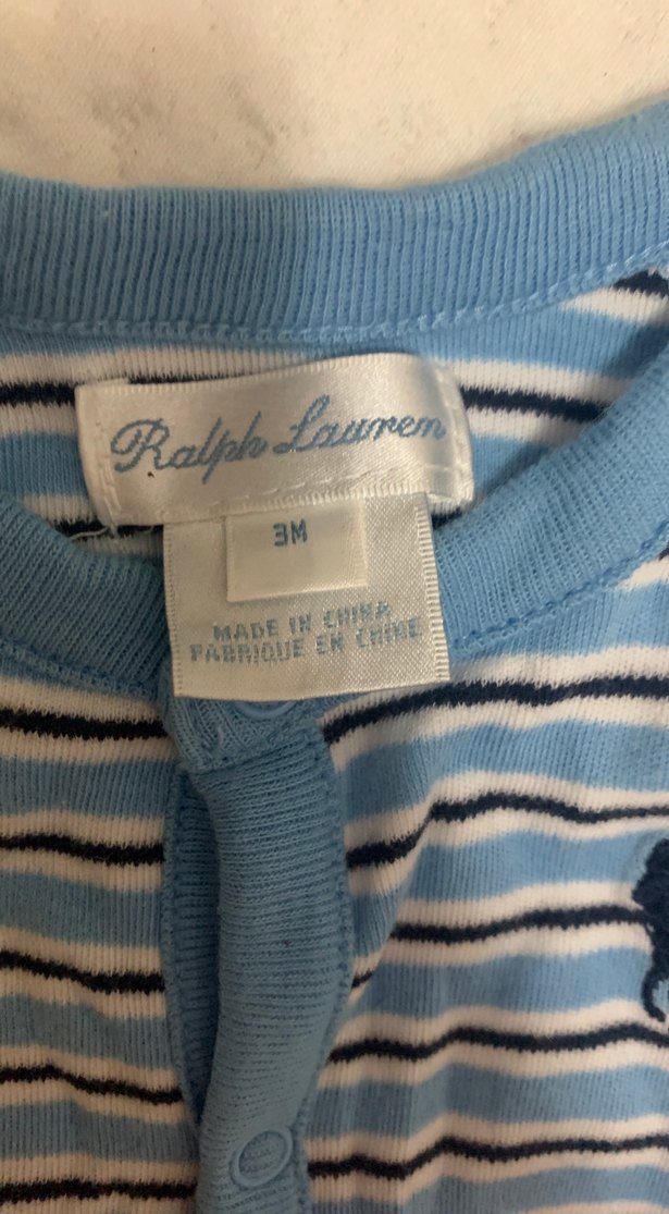 Ralph lauren Uzun Kollu Mavi Bebek Tulum - Görsel 2