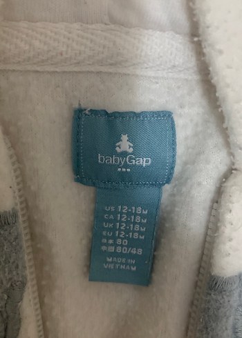 Gap unisex Çocuk Beyaz Kapüşonlu Fermuarlı Ceket polar - Görsel 2