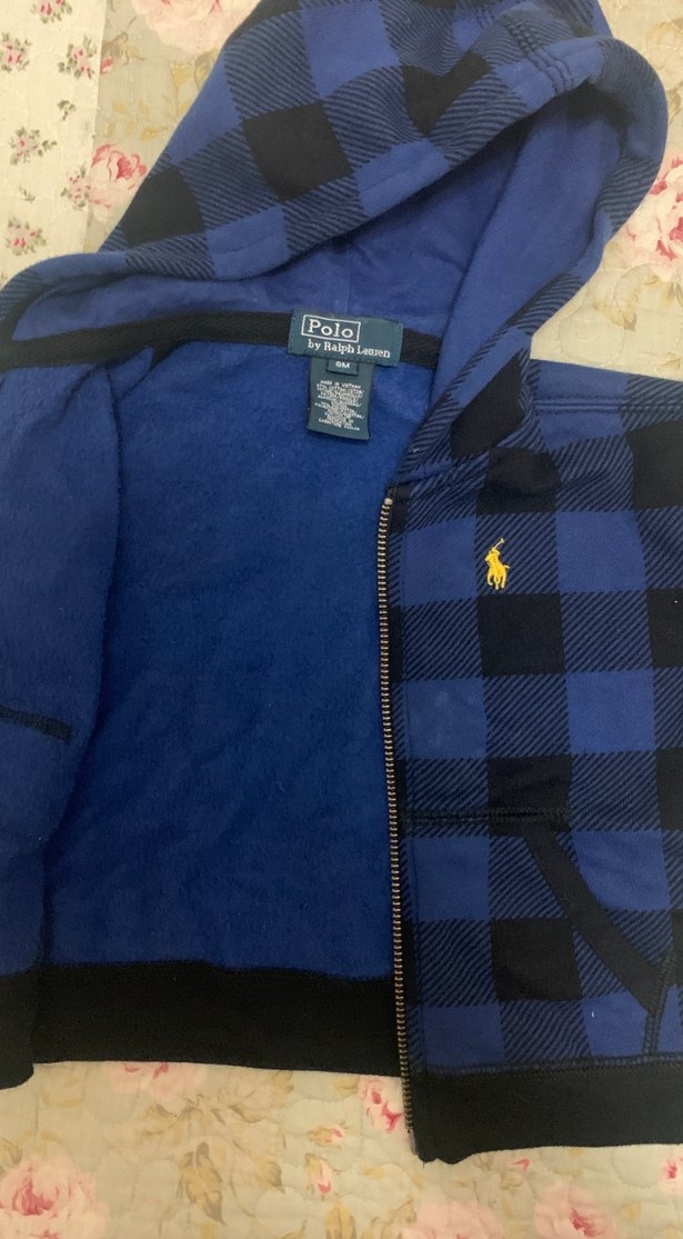 Ralph laurenErkek Çocuk Mavi Kareli Fermuarlı Ceket - Görsel 3