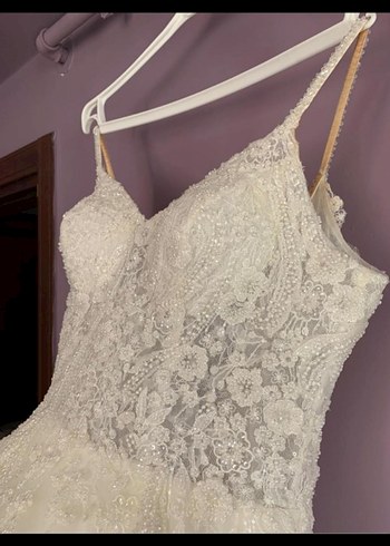 Beyaz özel tasarım prenses model  Gelinlik - Görsel 3