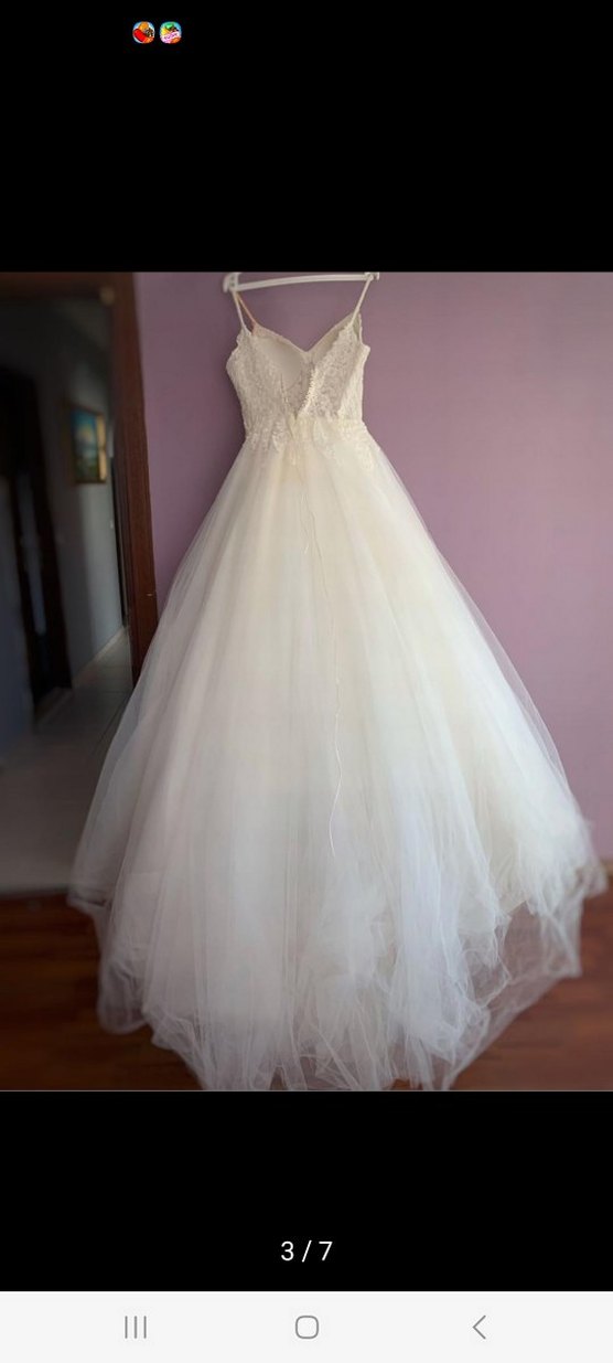 Beyaz özel tasarım prenses model  Gelinlik - Görsel 2