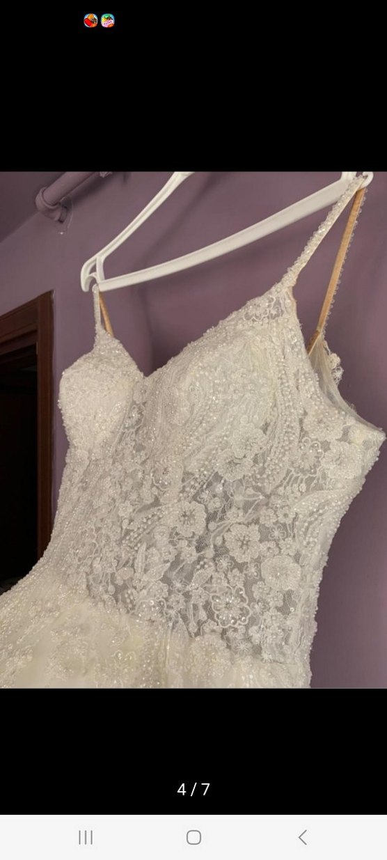 Beyaz özel tasarım prenses model  Gelinlik - Görsel 3