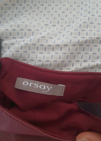 Bordo Deri Mini Etek Fermuarlı - Görsel 3