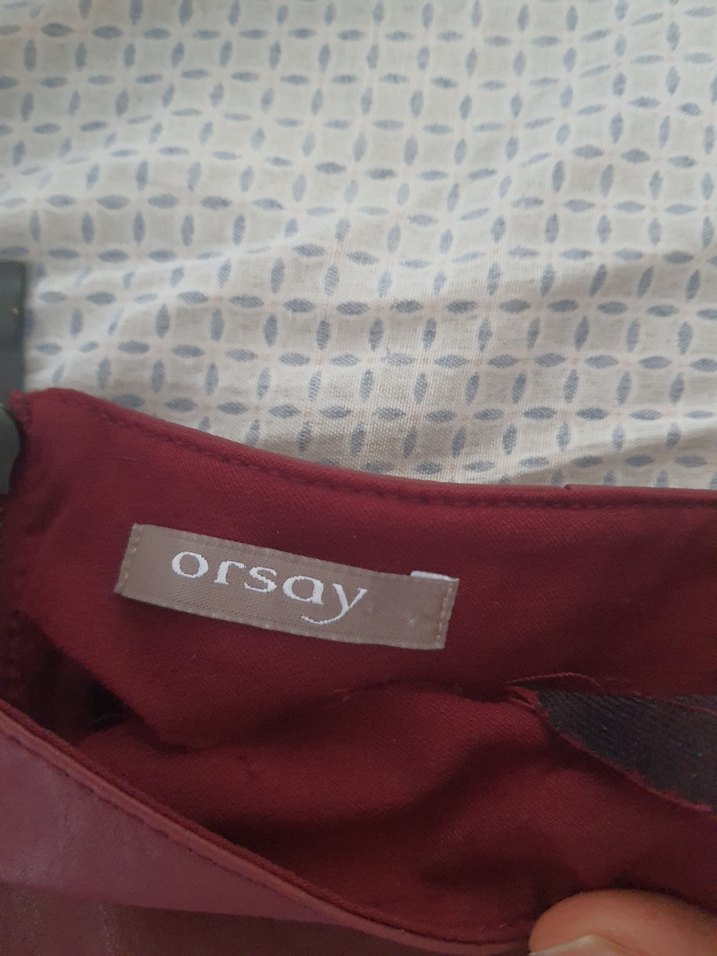 Bordo Deri Mini Etek Fermuarlı - Görsel 3